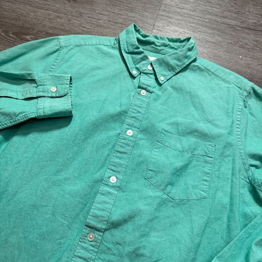 Gap Shirt Mens Large Green Modern Oxford Long Sleeve Button Up 100% Cotton Adult